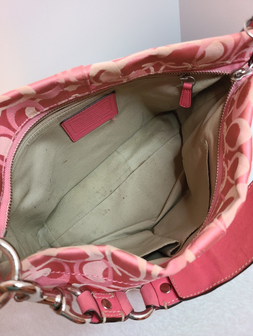 Rare Y2K Vintage Coach Carly Pink Signature Optic Medium Hobo Bag - Picture 7 of 10